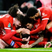 CARABAO CUP:  LIVERPOOL VS CHELSEA – LIVERPOOL TRIUMPH IN CARABAO CUP!  (PHOTO – LIVERPOOL CONGRATULATE VIRGIL VAN DIJK – WHO IS UNDERNEATH…!)