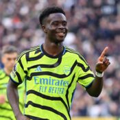 PREMIER LEAGUE – 11/02/2024  (PHOTO – BUKAYO SAKA CELEBRATES)