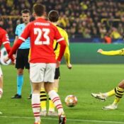 CHAMPIONS LEAGUE – 13/03/2024  (PHOTO – JADON SANCHO SCORES FOR BORUSSIA DORTMUND 3 MINS INTO THE MATCH)