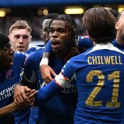 FA CUP : CHELSEA VS LEICESTER CITY – 17/03/2024  (PHOTO – CARNEY CHUKWUEMEKA AND CHELSEA CELEBRATE)
