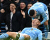 Premier League : Manchester City vs Manchester United – 03/03/2024  (Photo – Phil Foden Congratulates Erling Haaland)