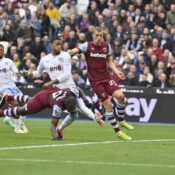 PREMIER LEAGUE : WEST HAM UNITED V ASTON VILLA – 17/03/2024  (PHOTO – ANTONIO DIVES FOR THE BALL AND HEADS IT INTO THE GOAL)