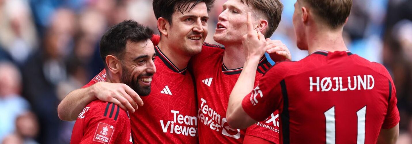 FA CUP SEMI-FINAL : COVENTRY CITY VS MANCHESTER UNITED – 21/04/2024  (PHOTO – HARRY MAGUIRE AND MAN UNITED CELEBRATE)