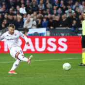 EUROPA CONFERENCE LEAGUE : CLUB BRUGGE VS FIORENTINA – 08/05/2024  (PHOTO – LUCAS BELTRAN SCORES FOR FIORENTINA FROM A PENALTY SPOT)