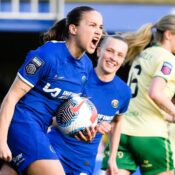 WOMEN’S SUPER LEAGUE – 05/05/2024  (PHOTO – CHELSEA’S GURO REITEN CELEBRATES)