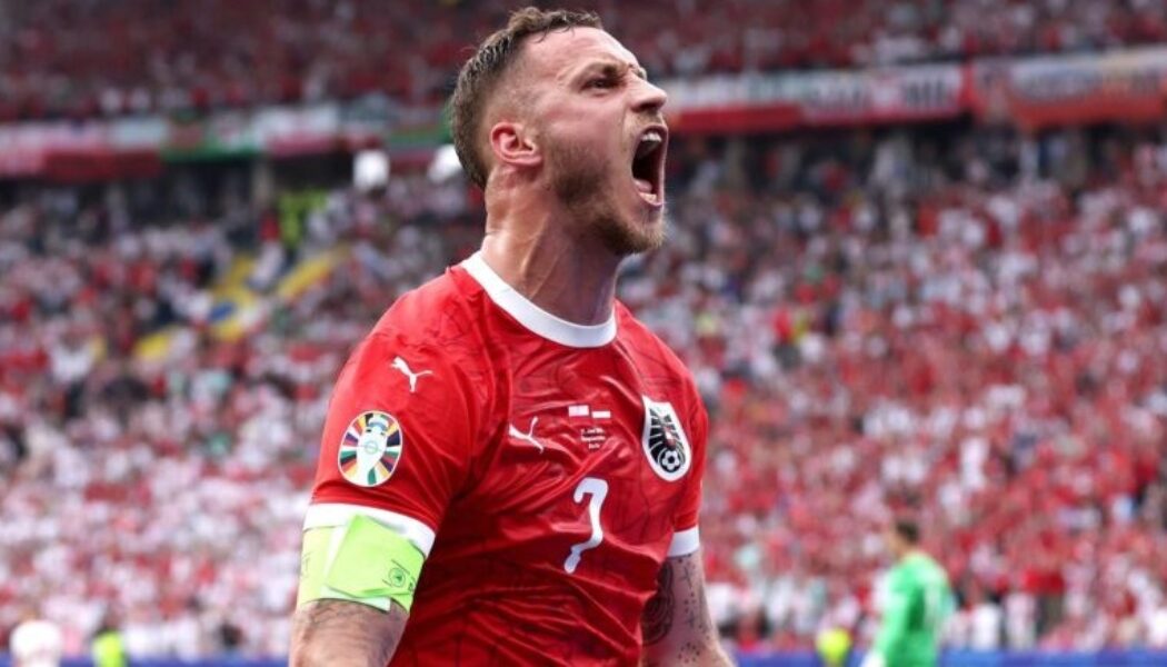 EUROS 2024 – 21/06/2024  (PHOTO – AUSTRIA’S MARCO ARNAUTOVIC CELEBRATES)