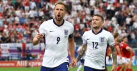 EUROS 2024 – 20/06/2024  (PHOTO – HARRY KANE AND KIERAN TRIPPIER CELEBRATE HARRY’S GOAL)