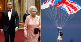 QUEEN ELIZABETH IS ESCORTED TO THE LONDON 2012 OLYMPICS BY JAMES BOND
