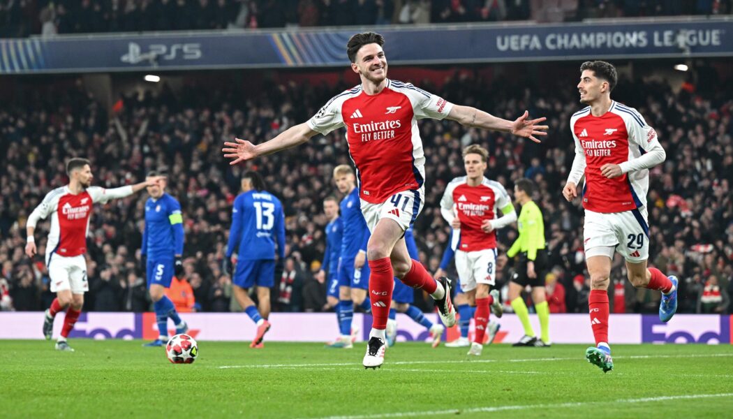 UEFA CHAMPIONS LEAGUE : WEDNESDAY – 22/01/2025  (PHOTO – DECLAN RICE CELEBRATES)