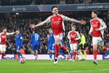 UEFA CHAMPIONS LEAGUE : WEDNESDAY – 22/01/2025  (PHOTO – DECLAN RICE CELEBRATES)