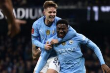 FA CUP THIRD ROUND :  MAN CITY VS SALFORD CITY – SATURDAY (11/01/2025)   (PHOTO – DIVIN MUBAMA AND JAMES MCATEE CELEBRATE)