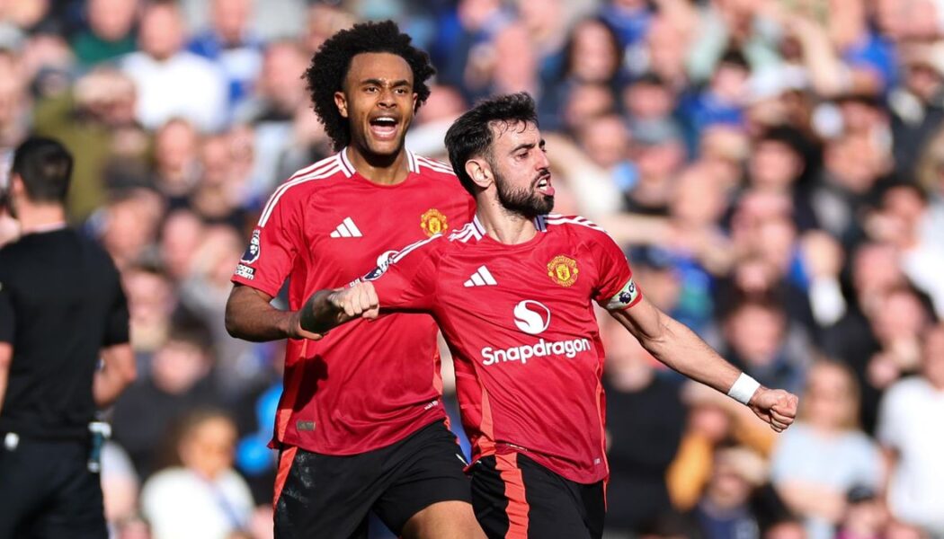 PREMIER LEAGUE : EVERTON VS MAN UNITED – 22/02/2025  (PHOTO – BRUNO FERNANDES CELEBRATES)