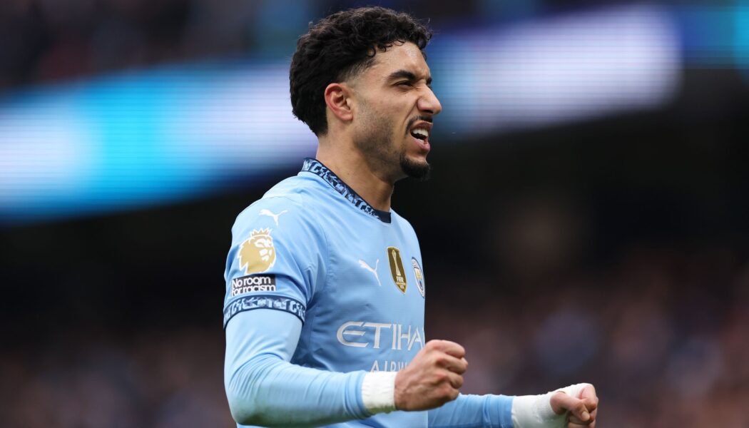 PREMIER LEAGUE : SATURDAY – 16/02/2025  (PHOTO – MARMOUSH CELEBRATES SCORING A HAT-TRICK FOR MAN CITY)