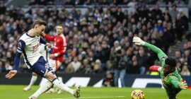 PREMIER LEAGUE :  TOTTENHAM VS MAN UNITED – 16/02/2025  (PHOTO – JAMES MADDISON SCORES FOR TOTTENHAM)