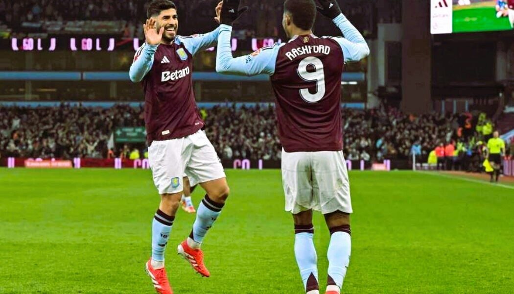 PREMIER LEAGUE : ASTON VILLA VS CARDIFF –  28/02/2025  (PHOTO – RASHFORD AND ASENSIO CELEBRATE)