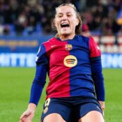 WOMEN’S CHAMPIONS LEAGUE :  BARCELONA VS WOLFSBURG – 27/03/2025  (PHOTO – CLAUDIA PINA CELEBRATES)