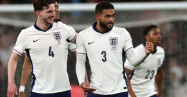 WORLD CUP QUALIFIERS :  ENGLAND VS LATVIA – 24/03/2025  (PHOTO – REECE JAMES AND ENGLAND CELEBRATE HIS ‘WONDERGOAL’)