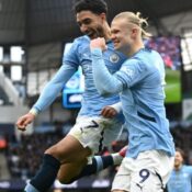 PREMIER LEAGUE : SATURDAY – 15/03/2025  (PHOTO – ERLING HAALAND AND MARMOUSH BOTH CELEBRATE SCORING FOR MAN CITY)