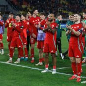 WORLD CUP QUALIFIERS :  NORTH MACEDONIA VS WALES – 25/03/2025  (PHOTO – WALES SALUTE THEIR FANS)