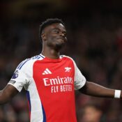 PREMIER LEAGUE : ARSENAL VS FULHAM – 01/04/2025  (PHOTO – SAKA CELEBRATES)