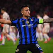 UEFA CHAMPIONS LEAGUE :  INTER MILAN VS BAYERN MUNICH – 16/04/2025  (PHOTO – LAUTARO MARTINEZ CELEBRATES)