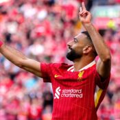 PREMIER LEAGUE : LIVERPOOL VS TOTTENHAM HOTSPUR – 27/04/2025  (PHOTO – MO SALAH CELEBRATES)
