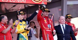 Charles Leclerc Wins The Monaco Grand Prix 2024  (Photo – Prince Albert & Charles Leclerc Celebrate With Podium)