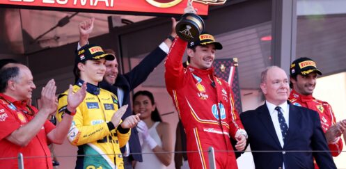 Charles Leclerc Wins The Monaco Grand Prix 2024  (Photo – Prince Albert & Charles Leclerc Celebrate With Podium)
