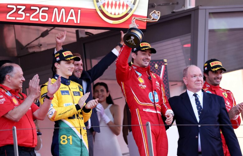 Charles Leclerc Wins The Monaco Grand Prix 2024  (Photo – Prince Albert & Charles Leclerc Celebrate With Podium)
