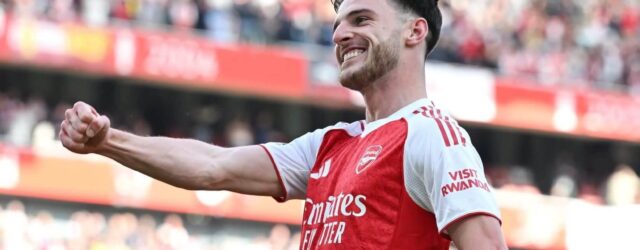 PREMIER LEAGUE : SUNDAY – 18/05/2025  (PHOTO – DECLAN RICE CELEBRATES)