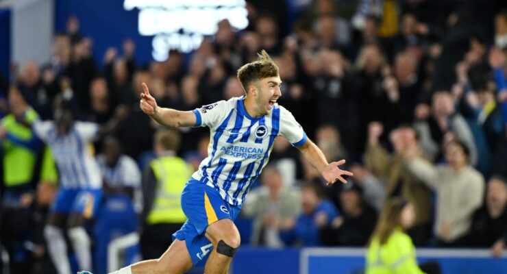 PREMIER LEAGUE : BRIGHTON AND HOVE ALBION VS LIVERPOOL – 19/05/2025   (PHOTO – JACK HINSHELWOOD CELEBRATES)