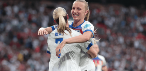 UEFA WOMEN’S NATIONS LEAGUE : ENGLAND WOMEN VS PORTUGAL WOMEN – 30/05/2025  (PHOTO – AGGIE BEEVER-JONES AND BETH MEAD CELEBRATE)