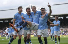 PREMIER LEAGUE : SUNDAY – 25/05/2025  (PHOTO – ERLING HAALAND AND MAN CITY CELEBRATE)