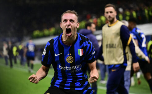 CHAMPIONS LEAGUE SEMI-FINAL : INTER MILAN VS BARCELONA – 06/05/2025  (PHOTO – DAVIDE FRATTESI CELEBRATES)