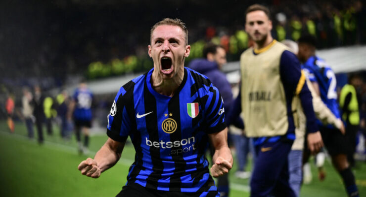 CHAMPIONS LEAGUE SEMI-FINAL : INTER MILAN VS BARCELONA – 06/05/2025  (PHOTO – DAVIDE FRATTESI CELEBRATES)