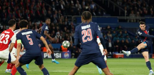 CHAMPIONS LEAGUE SEMI-FINAL :  PSG VS ARSENAL – 07/05/2025  (PHOTO – FABIAN RUIZ SCORES FOR PSG)