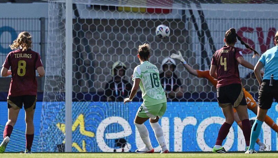 UEFA WOMEN’S EUROS 2025 : BELGIUM WOMEN VS ITALY WOMEN – 03/07/2025  (PHOTO – ARIANNA CARUSSO SCORES FOR ITALY)