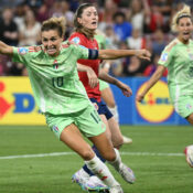 UEFA WOMEN’S EUROS 2025 QUARTER-FINAL : NORWAY VS ITALY – 16/07/2025  (PHOTO – ITALY’S CRISTIANA GIRELLI CELEBRATES)