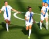 UEFA WOMEN’S EUROS 2025 – 02/07/2025   (PHOTO – FINLAND’S KATARINA KOSOLA CELEBRATES WITH HER TEAM-MATES)