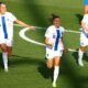 UEFA WOMEN’S EUROS 2025 – 02/07/2025   (PHOTO – FINLAND’S KATARINA KOSOLA CELEBRATES WITH HER TEAM-MATES)