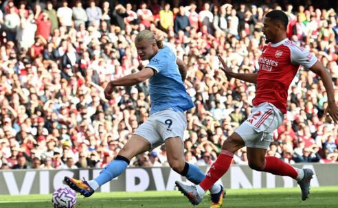 PREMIER LEAGUE : ARSENAL VS MANCHESTER CITY – 21/09/2025  (PHOTO – HAALAND SCORES FOR MAN CITY)