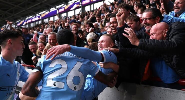 PREMIER LEAGUE MATCHES : 05/10/2025  (PHOTO – ERLING HAALAND CELEBRATES)