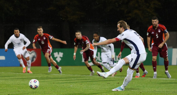 WORLD CUP QUALIFIERS : LATVIA VS ENGLAND – 14/10/2025  (PHOTO – HARRY KANE SCORES A BRACE FOR ENGLAND)