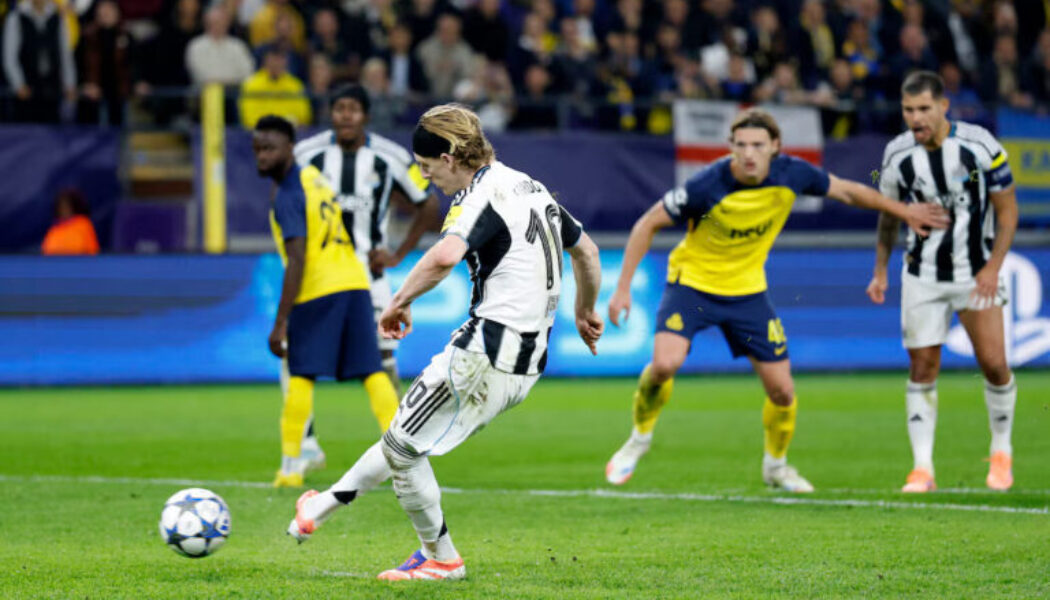 CHAMPIONS LEAGUE :  UNION SAINT-GILLOISE VS NEWCASTLE – 01/10/2025  (PHOTO – ANTHONY GORDON SCORES TWO PENALTIES FOR NEWCASTLE)