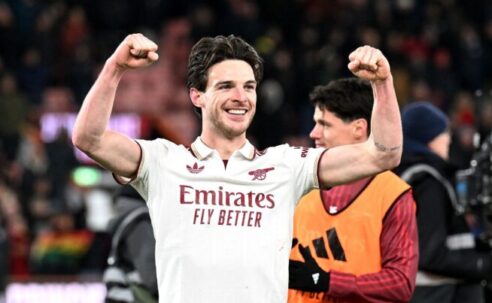 PREMIER LEAGUE : BOURNEMOUTH VS ARSENAL – 03/01/2026  (PHOTO – DECLAN RICE CELEBRATES)