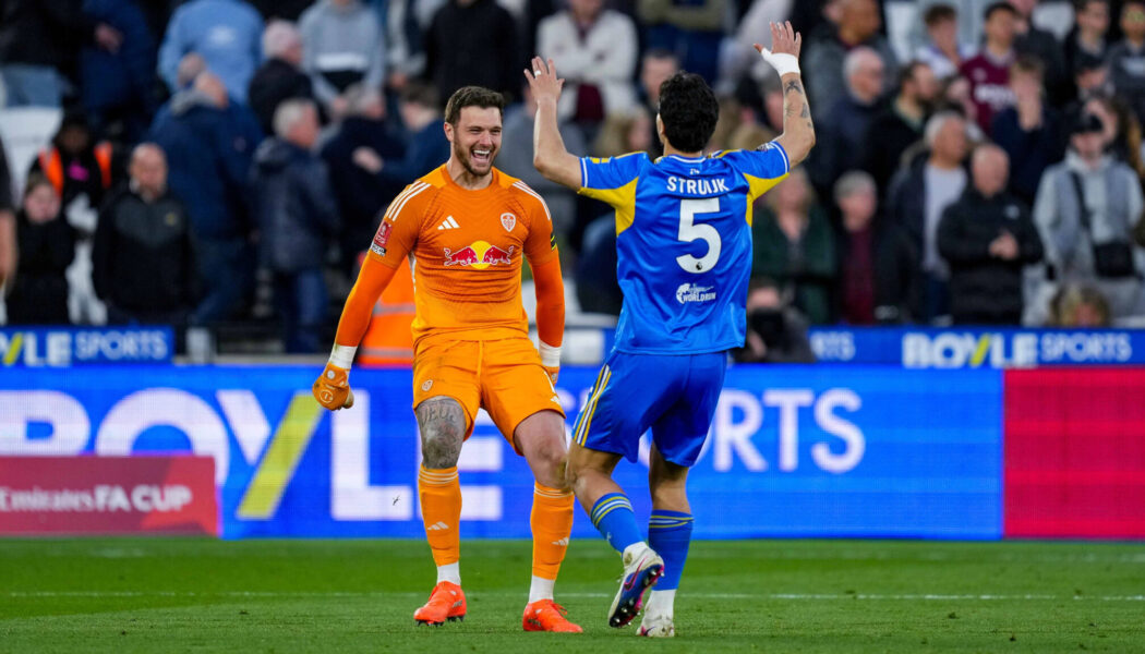 FA CUP QUARTER FINAL : WEST HAM UNITED VS LEEDS UNITED – 05/04/2026 (PHOTO – LUCAS PERRI AND PASCAL STRUIJK CELEBRATE AFTER PENALTY SHOOT-OUT)
