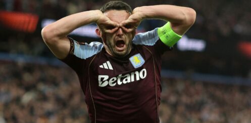 EUROPA LEAGUE SEMI-FINALS : THURSDAY – 07/05/2026 (PHOTO – JOHN MCGINN CELEBRATES SCORING A BRACE FOR ASTON VILLA)