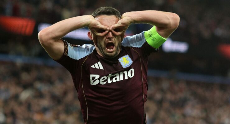EUROPA LEAGUE SEMI-FINALS : THURSDAY – 07/05/2026 (PHOTO – JOHN MCGINN CELEBRATES SCORING A BRACE FOR ASTON VILLA)