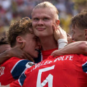 FIFA WORLD CUP 2026 :  BRAZIL VS NORWAY – 05/07/2026  (PHOTO – HAALAND AND NORWAY CELEBRATE)