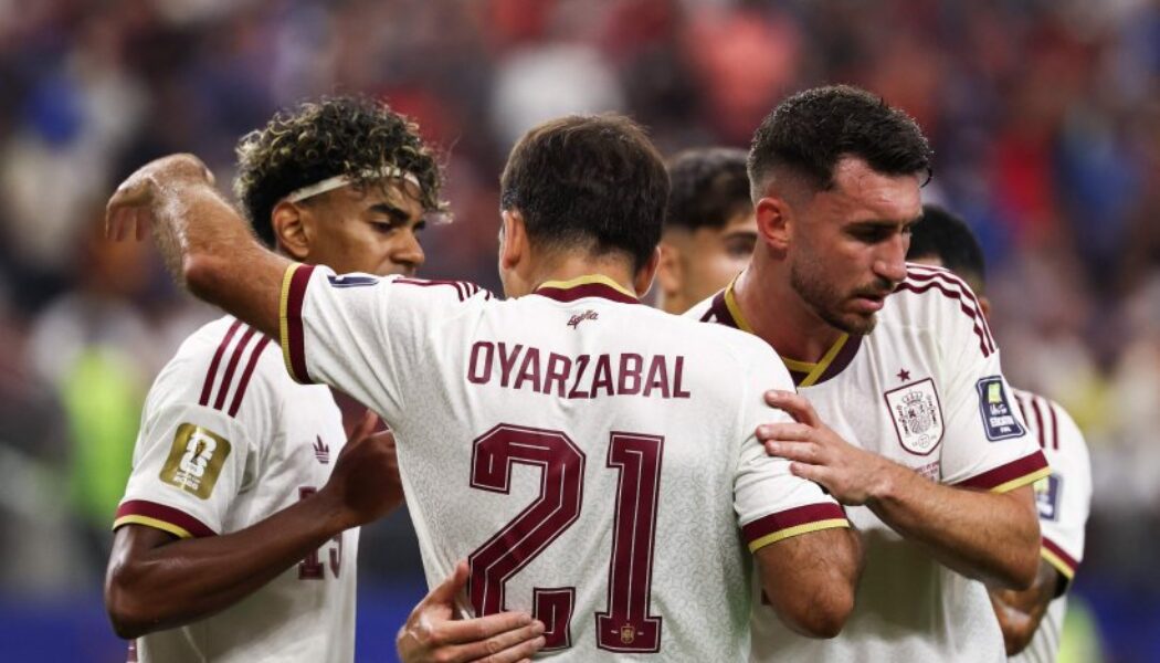FIFA WORLD CUP 2026 :  FRANCE VS SPAIN – 14/07/2026  (PHOTO – MIKEL OYARZABEL AND SPAIN CELEBRATE)